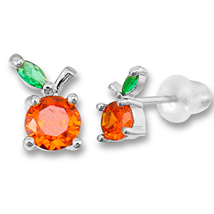 Brass TQ metaal oorbellen / oorstekers appel Silver-warm orange-green