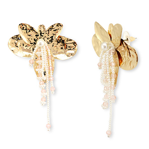 Trendy oorbellen bloem Gold-white-light pink