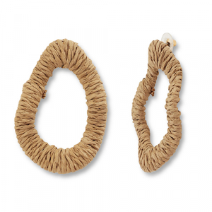 Trendy raffia oorbellen irregular Light brown-gold