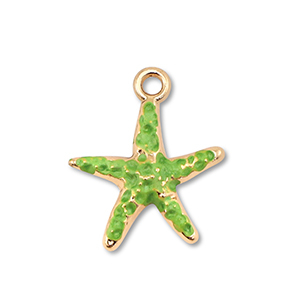 Bedels metaal enamel zeester Gold-green
