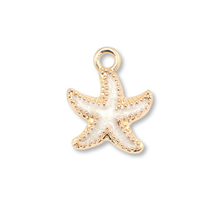 Bedels metaal enamel zeester Gold-white