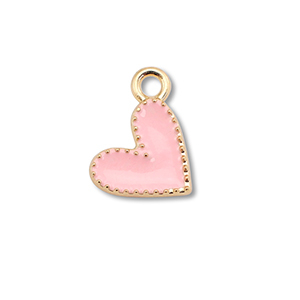 Bedels metaal enamel hart Gold-light pink