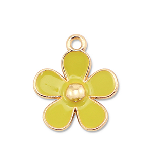 Bedels metaal enamel bloem Gold-yellow