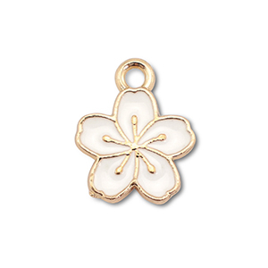 Bedels metaal enamel bloem Gold-white