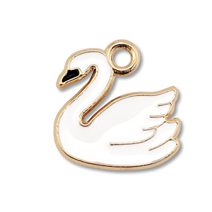 Bedels metaal enamel zwaan Gold-white