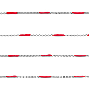 Roestvrij stalen (RVS) Stainless steel onderdelen jasseron met staaf Silver-red