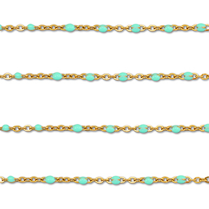 Roestvrij stalen (RVS) Stainless steel onderdelen jasseron 1mm Gold-mint turquoise