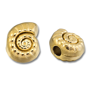Roestvrij stalen (RVS) Stainless steel kralen schelp Gold
