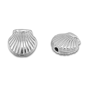 Roestvrij stalen (RVS) Stainless steel kralen schelp Silver