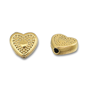 Roestvrij stalen (RVS) Stainless steel kralen hart Gold