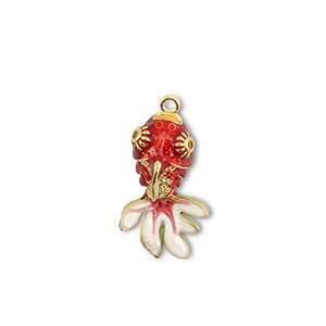 Eco-brass&reg; metaal bedels vis Gold-red-white