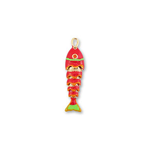 Brass TQ metaal bedels vis Gold-red-orange-light green