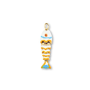 Brass TQ metaal bedels vis Gold-white-yellow-light blue