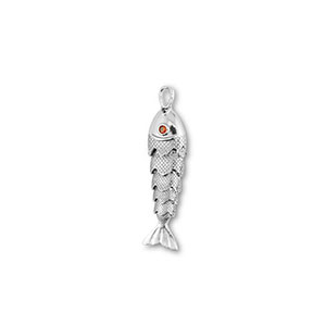 Brass TQ metaal bedels vis Silver-orange