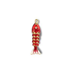 Eco-brass&reg; metaal bedels vis Gold-red-white