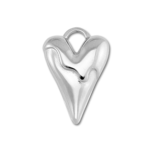 Roestvrij stalen (RVS) Stainless steel bedels hart Silver