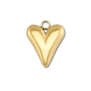 Roestvrij stalen (RVS) Stainless steel bedels hart Gold