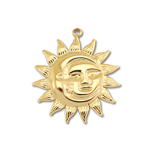 Roestvrij stalen (RVS) Stainless steel bedels maan & zon Gold