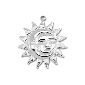 Roestvrij stalen (RVS) Stainless steel bedels maan & zon Silver