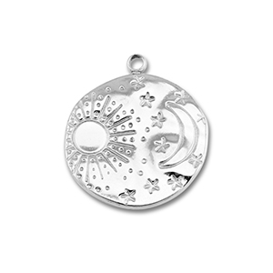 Roestvrij stalen (RVS) Stainless steel bedels zon & maan Silver