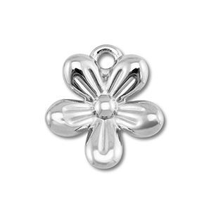Roestvrij stalen (RVS) Stainless steel bedels bloem Silver
