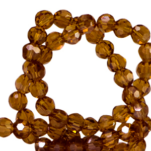 Top Facet kralen rond 4mm Russet brown-pearl shine coating