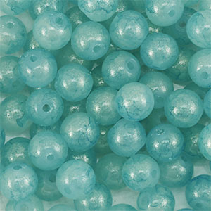 4 mm glaskralen met glitters Turquoise blue-gold