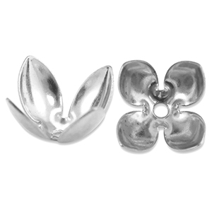 Roestvrij stalen (RVS) Stainless steel onderdelen kralenkap bloem Silver
