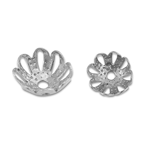 Roestvrij stalen (RVS) Stainless steel onderdelen kralenkap bloem Silver