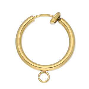 Roestvrij stalen (RVS) Stainless steel onderdelen clipoorbellen creolen met oogje 18mm Gold