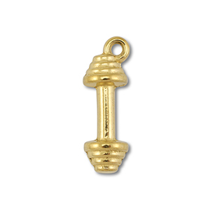 Roestvrij stalen (RVS) Stainless steel bedels dumbell Gold