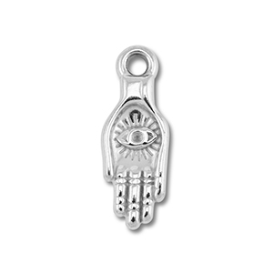 Roestvrij stalen (RVS) Stainless steel bedels hand met oog Silver