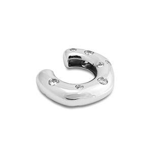 Roestvrij stalen (RVS) Stainless steel oorbellen ear cuff met zirkonia Silver-crystal