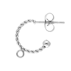 Roestvrij stalen (RVS) Stainless steel onderdelen oorbellen creolen twisted met oogje Silver