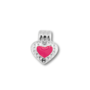 Bedels DQ metaal hart Antiek zilver (nikkelvrij)-magenta