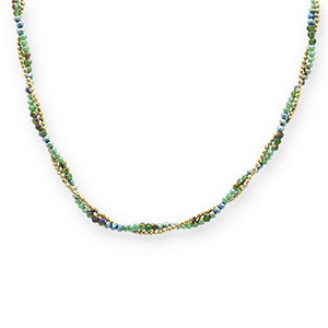 Roestvrij stalen (RVS) Stainless steel kettingen top facet kralen Gold-green-green AB