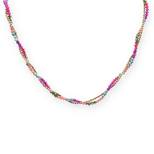Roestvrij stalen (RVS) Stainless steel kettingen top facet kralen Gold-multicolour