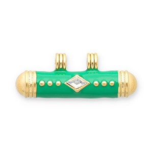 Roestvrij stalen (RVS) Stainless steel message bead bedels Gold-green-transparent