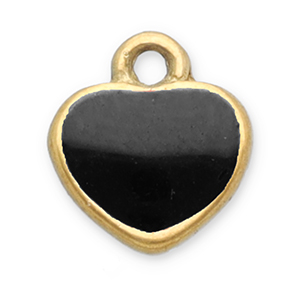 Roestvrij stalen (RVS) Stainless steel bedels hart Gold-black