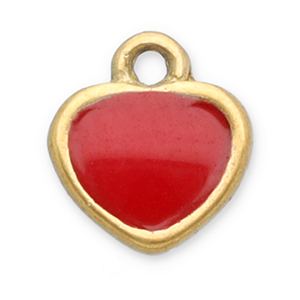 Roestvrij stalen (RVS) Stainless steel bedels hart Gold-red