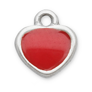 Roestvrij stalen (RVS) Stainless steel bedels hart Silver-red