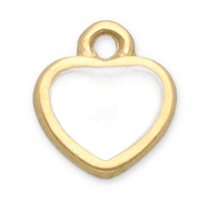 Roestvrij stalen (RVS) Stainless steel bedels hart Gold-white