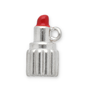 Roestvrij stalen (RVS) Stainless steel bedels lippenstift Silver-red