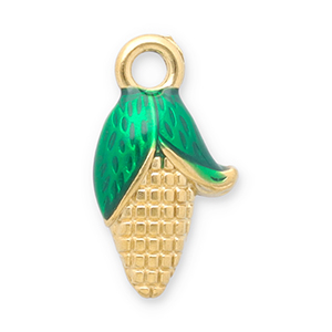 Roestvrij stalen (RVS) Stainless steel bedels maiskolf Gold-green