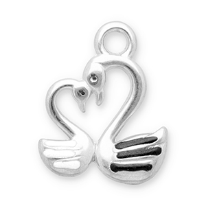 Roestvrij stalen (RVS) Stainless steel bedels zwaan Silver-black-white