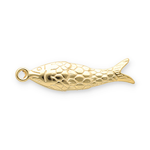 Roestvrij stalen (RVS) Stainless steel bedels vis Gold