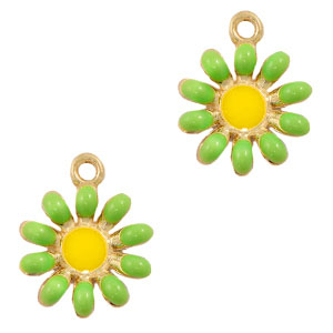 Basic Quality metalen bedels bloem Goud-oker geel-groen