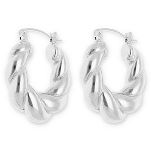 Roestvrij stalen (RVS) Stainless steel oorbellen / creolen twisted Silver