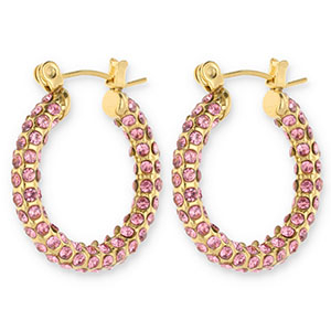 Roestvrij stalen (RVS) Stainless steel oorbellen / creolen met strass Gold-pink