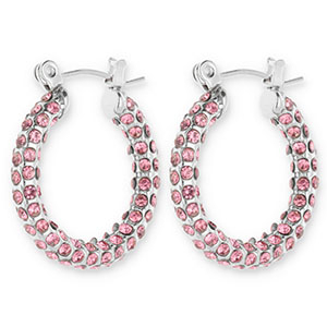 Roestvrij stalen (RVS) Stainless steel oorbellen / creolen met strass Silver-pink